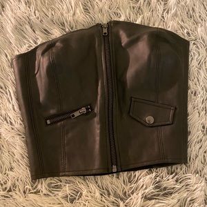 Black leather tube top